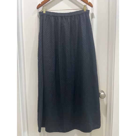 Flax 100% Linen Black Button Front Midi Skirt Sz M - Picture 5 of 5
